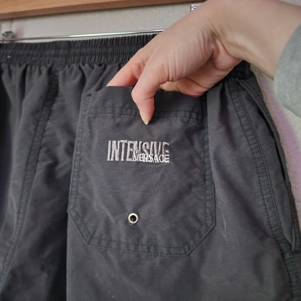 VERSACE Intensive Vintage 90s Swim Trunks Black Resortwear Minimalist‎ XL